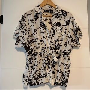 Wrangler | Cow Print Button Up Shirt
